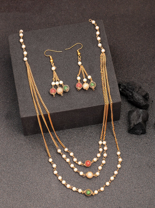 NVR Women's Multi color Gold-Polished Artificial Beads Jewellery Set NR Retail-NVR