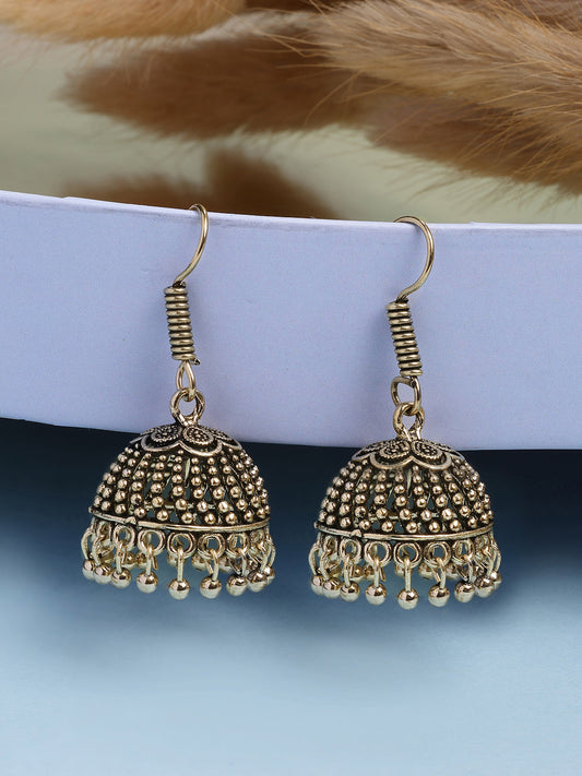 NVR Women Gold-Polished German Silver Jhumka Earrings | Grab2Buy