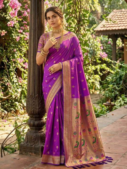Shree Shyam Fashion Purple Soft Silk Saree