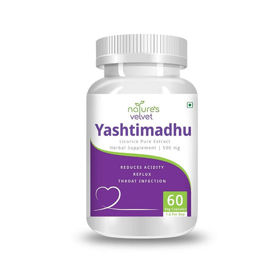 Natures Velvet Lifecare 500 mg Licorice Extract Yastimadhu Tablet – 60 Capsules For acidity, Gastro-Esophageal Reflux Disease