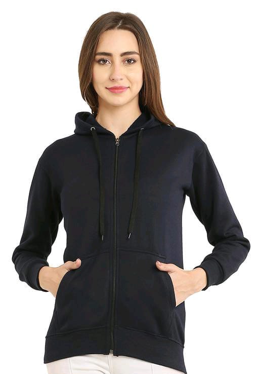 PAVONINE Navy Blue Color Casual Winter Wear Hoodie Sweatshirt For Girls