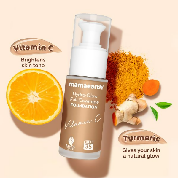 Mamaearth Hydra-Glow Full Coverage Foundation With Vitamin C & Turmeric - Nude Glow - Grab2buy