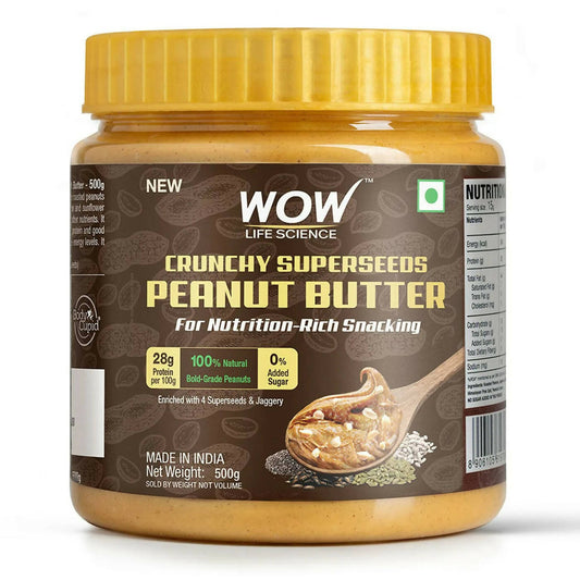 Wow Life Science Crunchy Superseeds Peanut Butter - Grab2buy