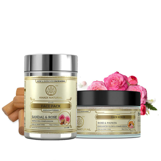 Khadi Natural Rose & Papaya Face Scrub + Sandal & Rose Face Pack Grab2Buy Khadi Natural Grab2Buy