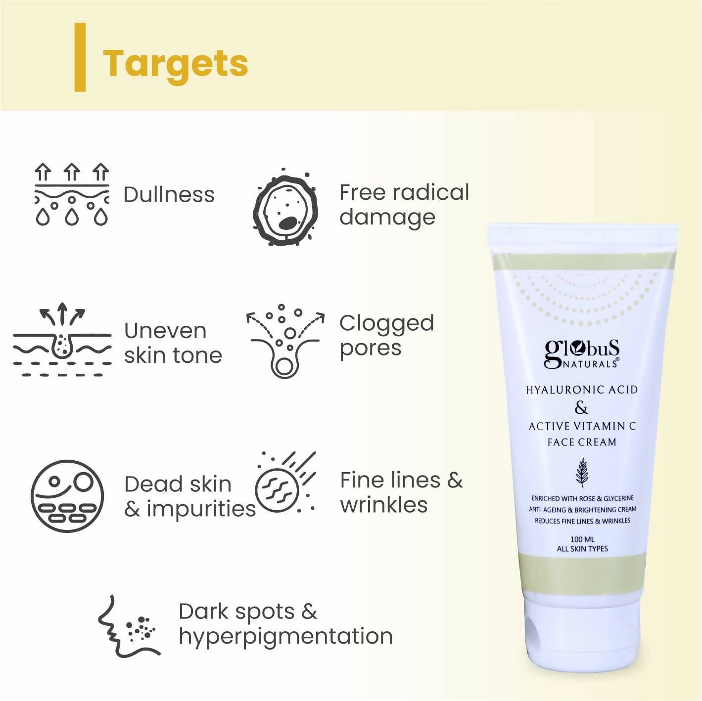 Globus Naturals Hyaluronic Acid & Vitamin C Anti Ageing Face Cream - Grab2buy