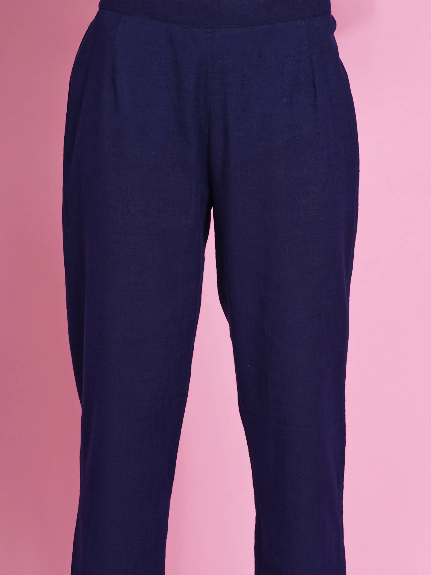 Women Republic Navy Blue Cotton Embroidered Kurta With Pants - Grab2buy