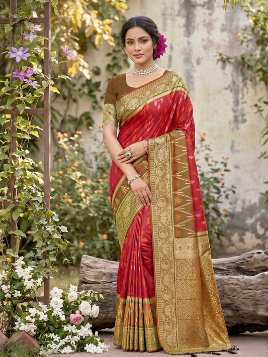 Shree Shyam Fashion Red Soft Silk Saree