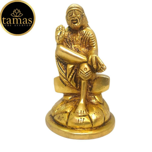 Tamas Brass Shirdi Sai Baba Idol | Golden Finish | Spiritual Decor