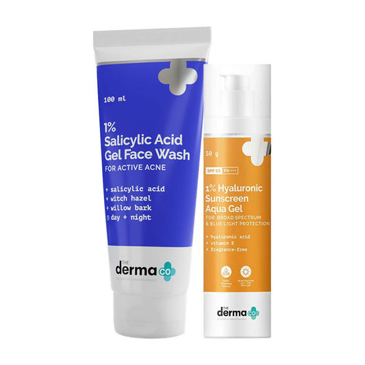 The Derma Co 1% Hyaluronic Sunscreen & 2% Salicylic Face Wash Combo Grab2Buy The Derma Co Grab2Buy
