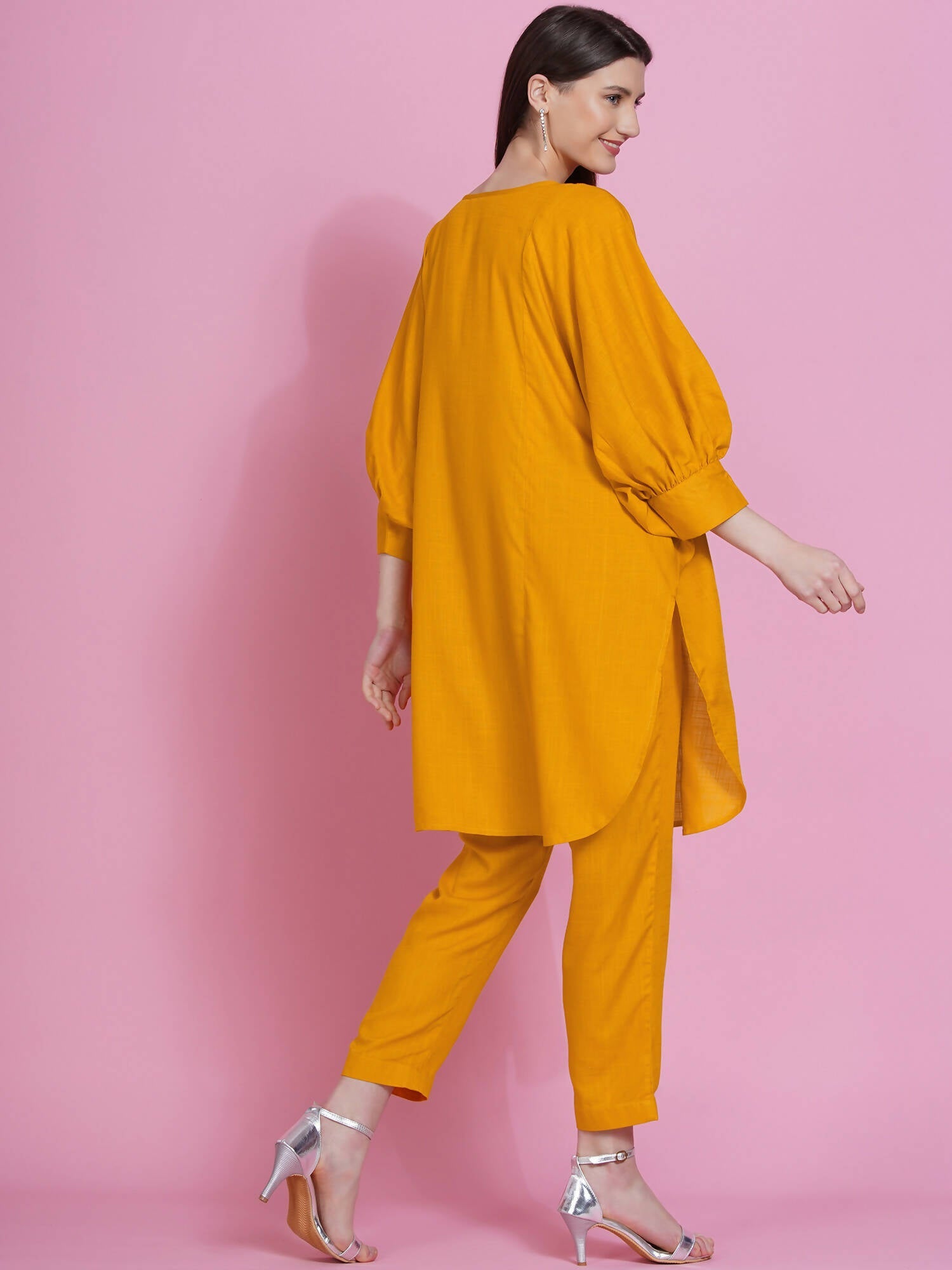 Women Republic Yellow Rayon Boxed Kurta With Pants - Grab2buy