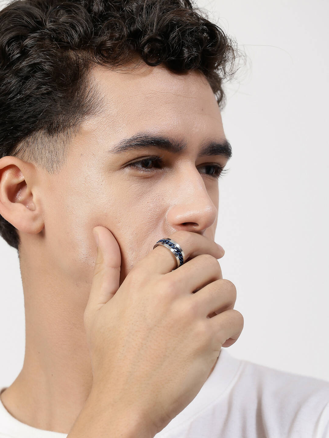 NVR Men's Rhodium Plated Stainless Steel Finger Ring - Grab2buy