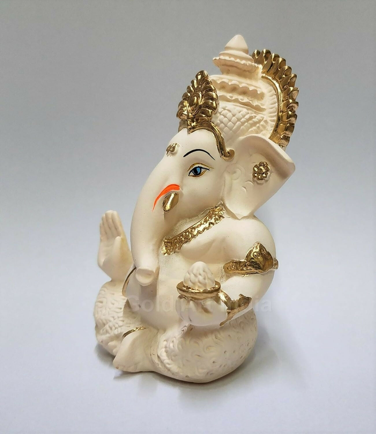 Gold Art India Peach Ivory Finish Ganesha Idol - Grab2buy