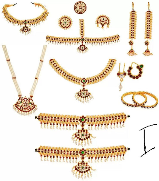 Elite Trading One Line Bharatnatyam Dance Jewellery Set - Swadesiicart