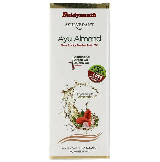 Baidyanath Jhansi Ayurvedant Ayu Almond Non Sticky Herbal Hair Oil - Grab2buy
