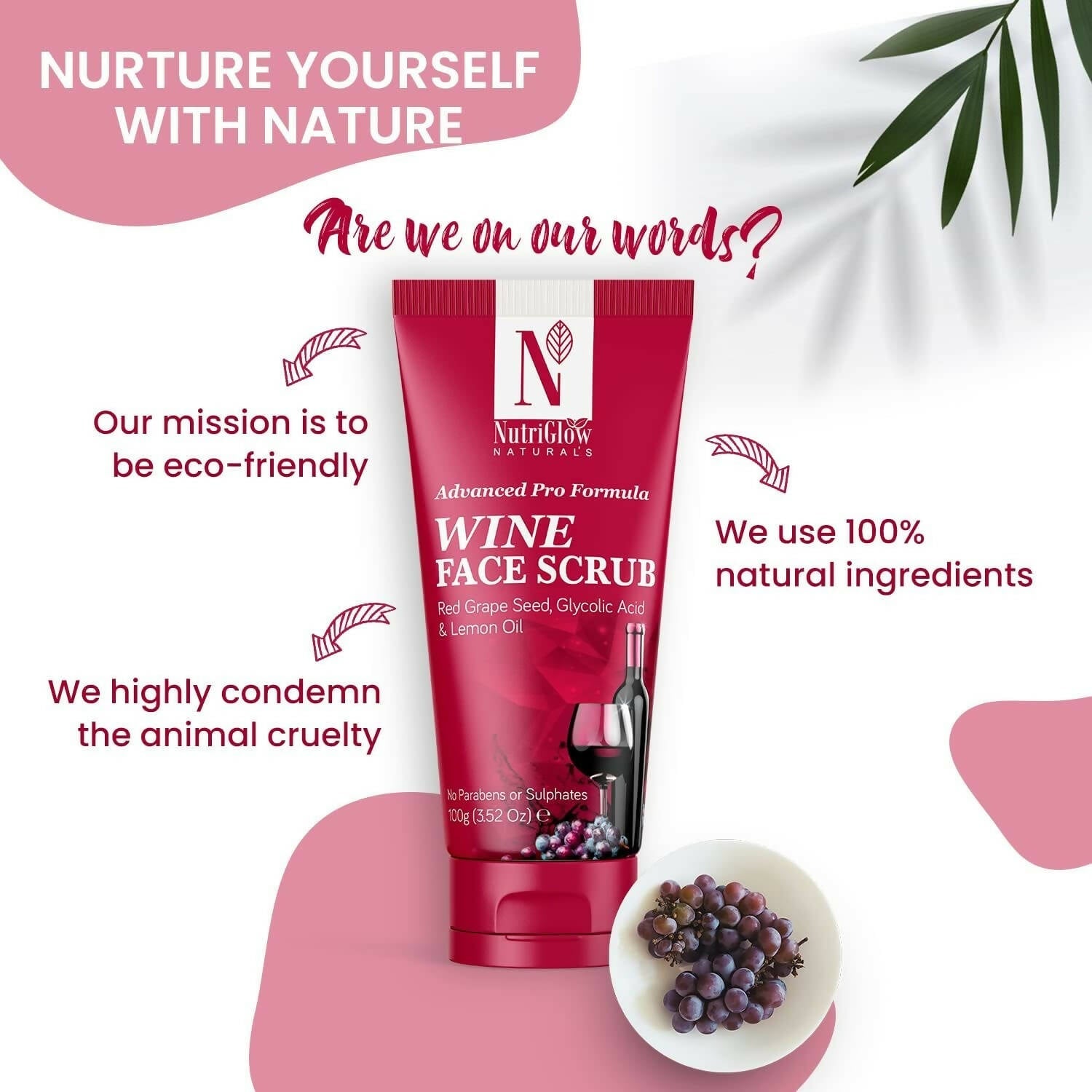 NutriGlow NATURAL'S Advanced Pro Formula Wine Face Scrub - Grab2buy
