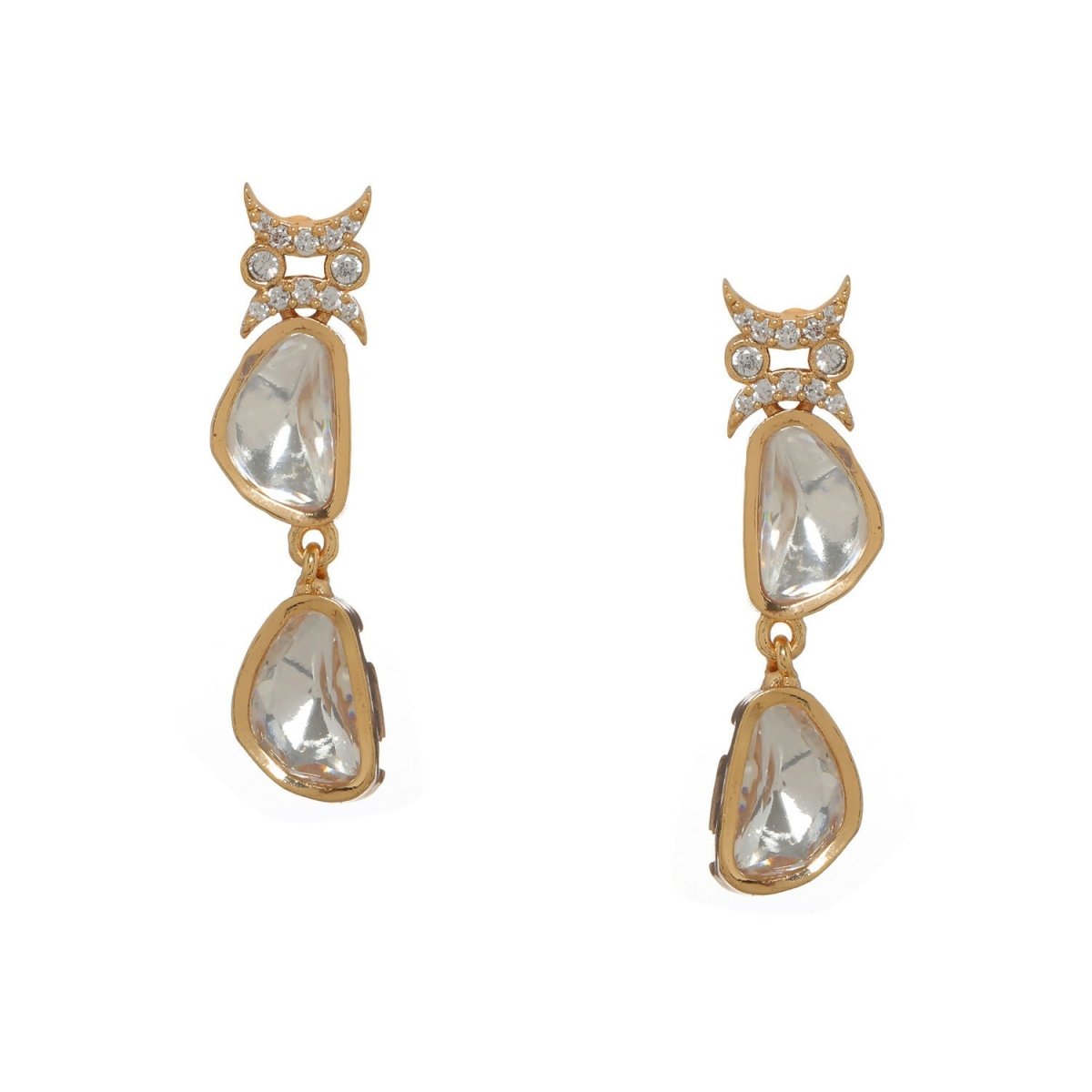 Ambi Diamond and Gold Earrings (Gold) - Ruby Raang - Grab2buy