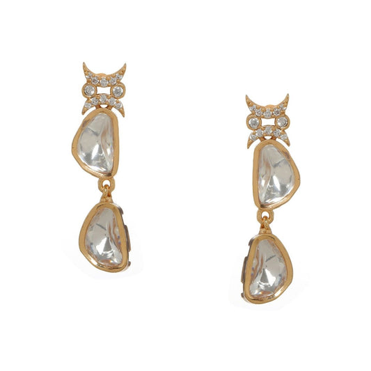 Ambi Diamond and Gold Earrings (Gold) - Ruby Raang - Grab2buy