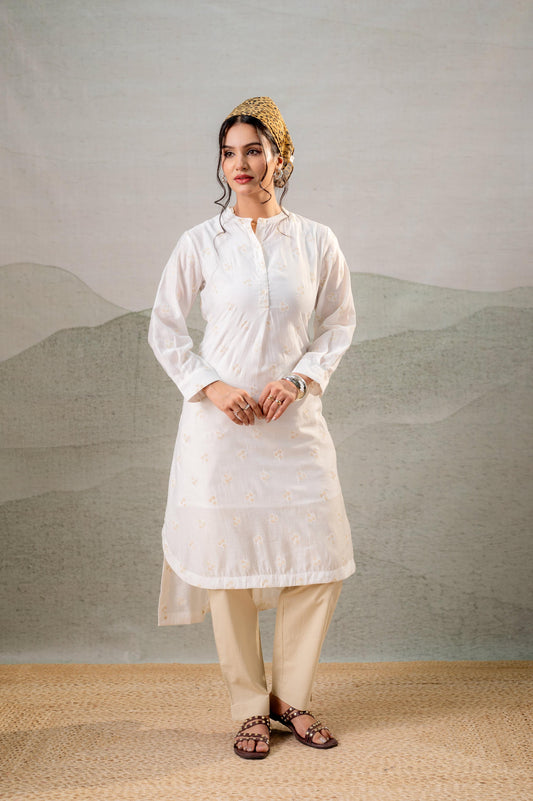 Juniper White Embroidered Kurta
