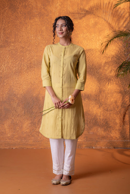 Juniper Lime Green Chikankari Kurta