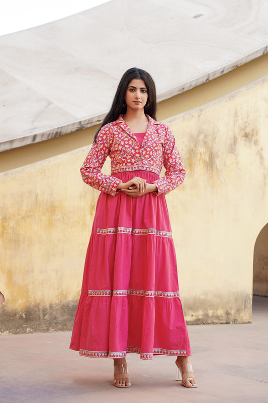 Juniper Pink Gulmohar Melody Tiered Maxi Dress
