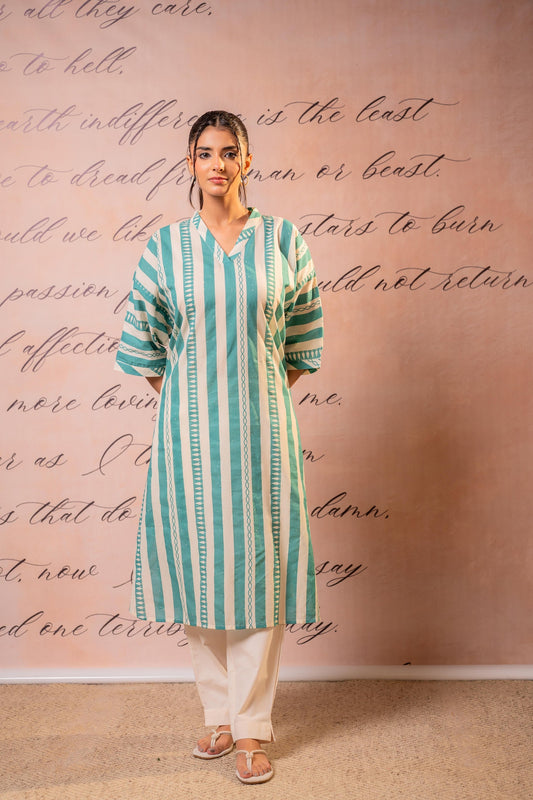 Juniper Teal Nomad Stripe Relaxed Kurta