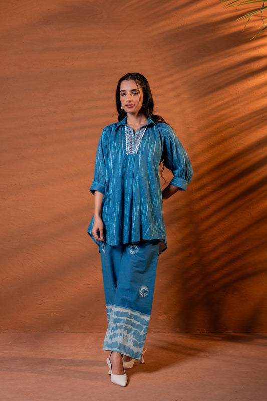 Juniper Neel Rekha Indigo Tunic Set