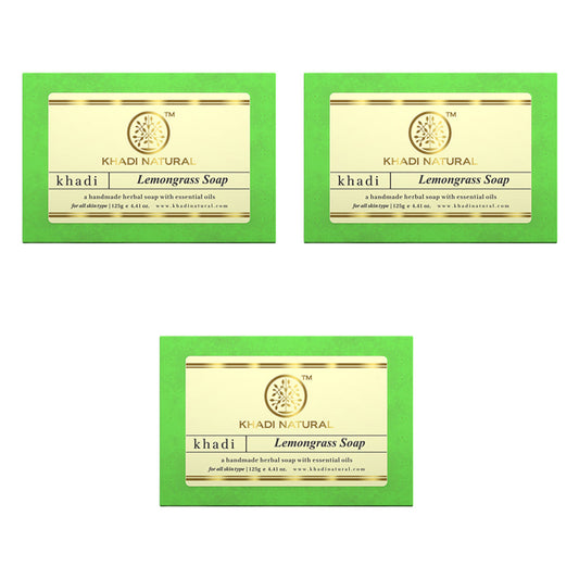 Khadi Natural Herbal Lemongrass Soap Combo Pack Of 3 – 125gm Each