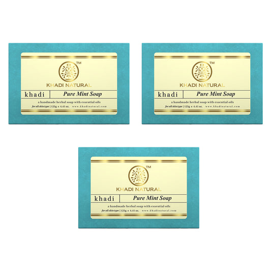 Khadi Natural Pure Mint Soap Combo Pack Of 3 – 125gm Each