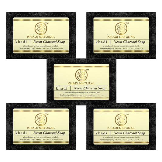 Khadi Natural Neem Charcoal Soap Combo Pack Of 5 – 125gm Each