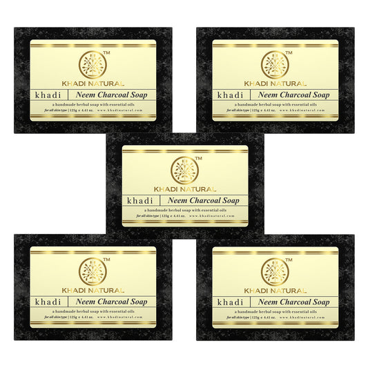 Khadi Natural Neem Charcoal Soap Combo Pack Of 5 – 125gm Each