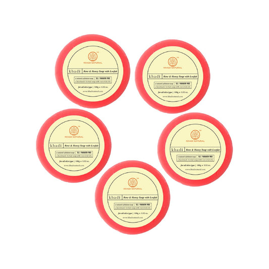 Khadi Natural Rose & Honey Loofah Soap Combo Pack Of 5 – 100gm Each