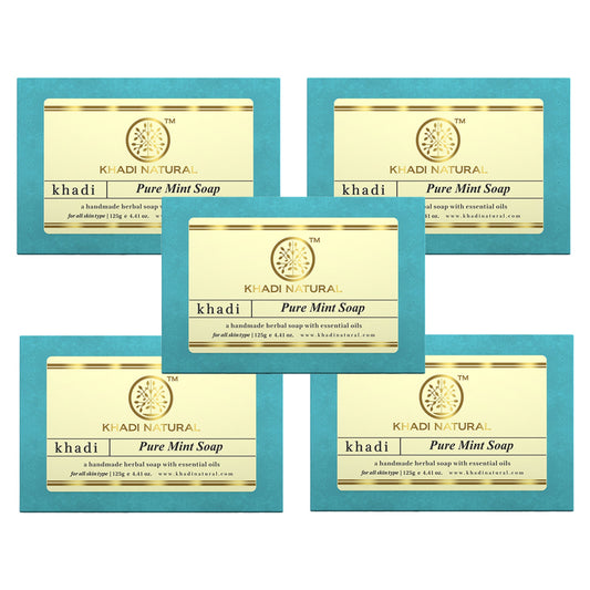 Khadi Natural Pure Mint Soap Combo Pack Of 5 – 125gm Each