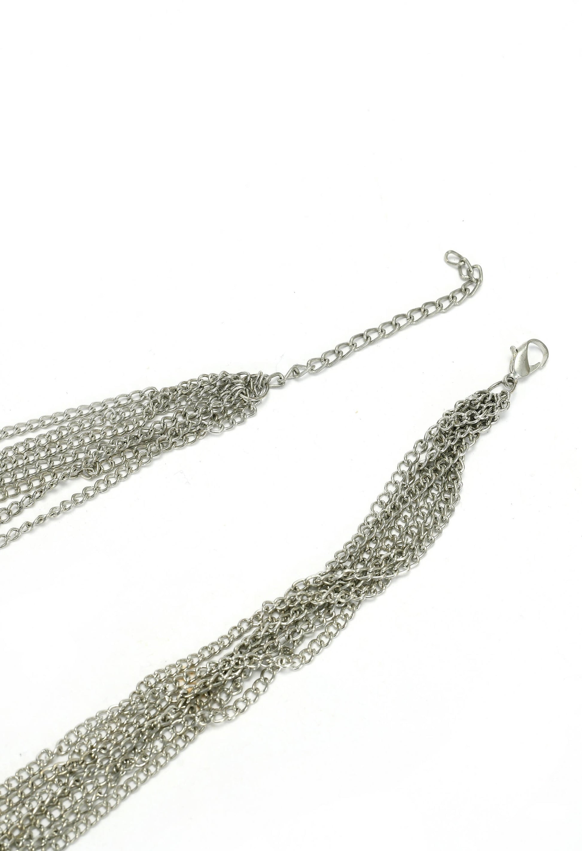 Mominos Fashion Johar Kamal Silver-Plated Brass Finish Mirror Work Choker For Women - Grab2buy