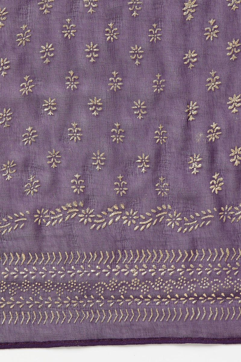 Women's Purple Silk Blend Anarkali Kurta Pant With Dupatta - Rasiya - Grab2buy