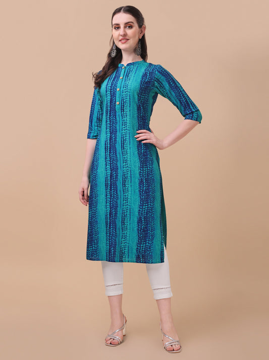 Shibori Printed Front Buttoned Kurta, Multicolor - Hiral Fashion