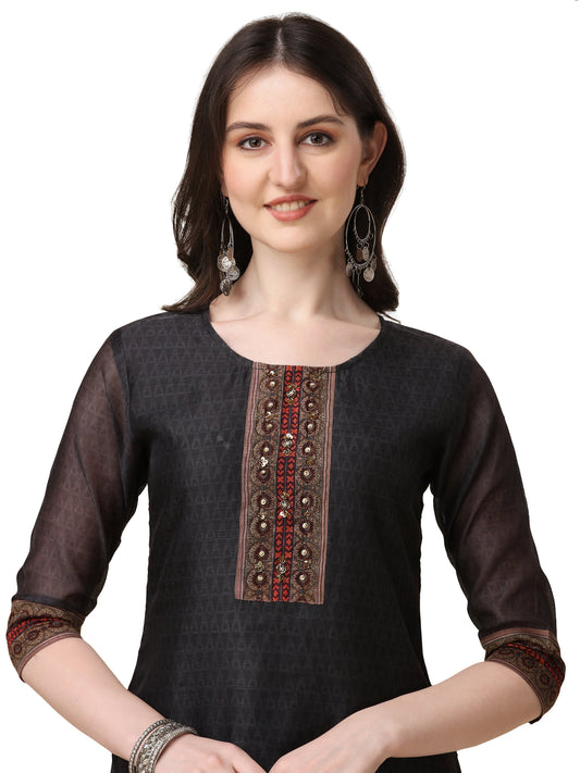 Embroidered And Printed Kurta With And Dupatta Set, Multicolor - Hiral Fashion
