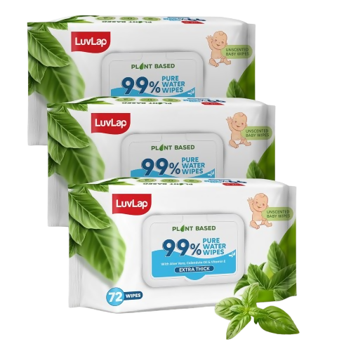 LuvLap Plant Based 99% Pure Water Extra Thick Unscented Baby Wipes