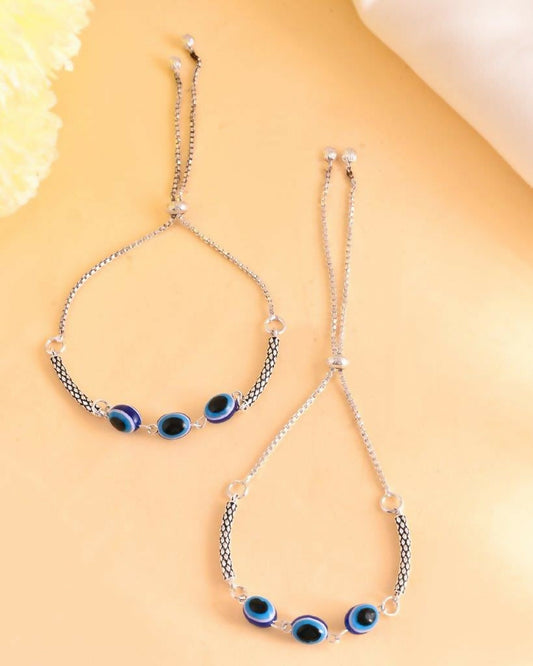 VOJ Set of 2 Traditional Evil Eye Designer Anklet