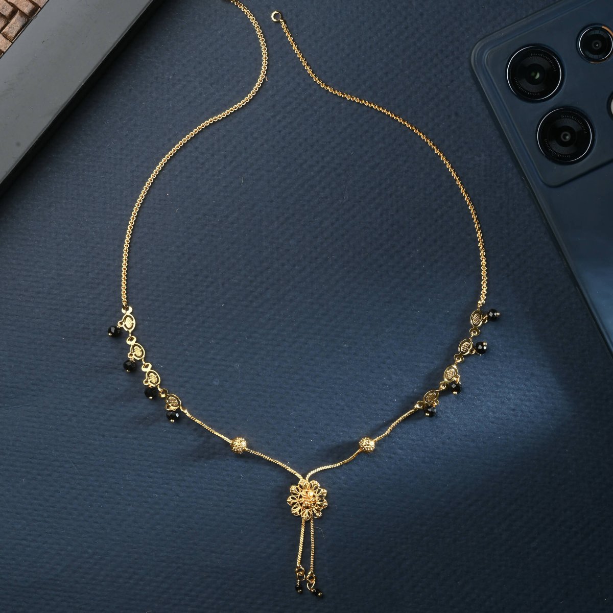 AanyaCentric Gold Plated Short Mangalsutra Set with Earrings - Grab2buy