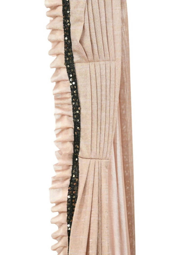 Mominos Fashion All Season Wear Beige And Black Colour Ruffled Ready To Wear Saree - Grab2buy