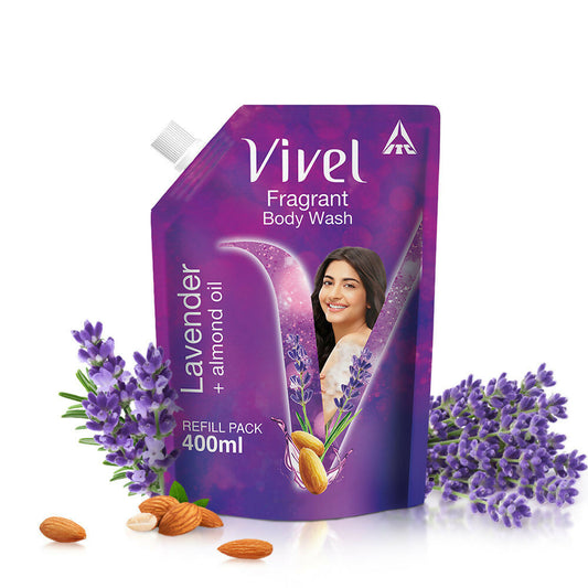 Vivel Fragrant Body Wash Lavender & Almond Oil Moisturizing Shower Gel Supersaver Refill Pack Grab2Buy Vivel Grab2Buy