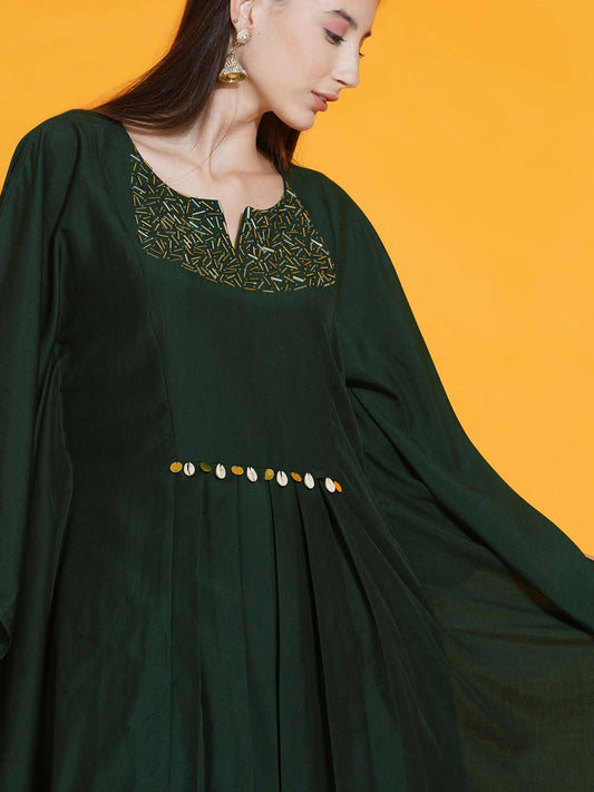Women Republic Green Kaftan With Hand Embellishment And Dhoti Salwaar - Grab2buy
