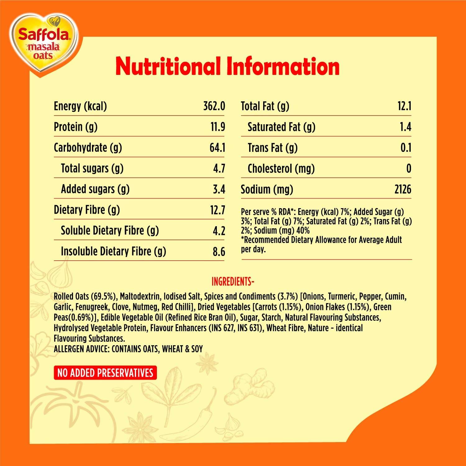 Saffola Masala Oats Classic Masala - Grab2buy