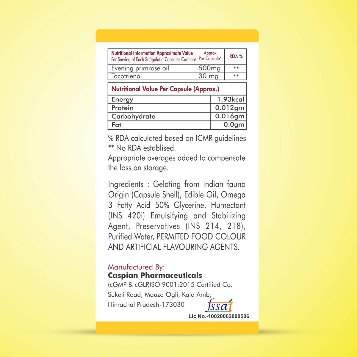 Fytika Epo 1000 Evening Primrose Oil and Tocotrienol Capsules - Distacart