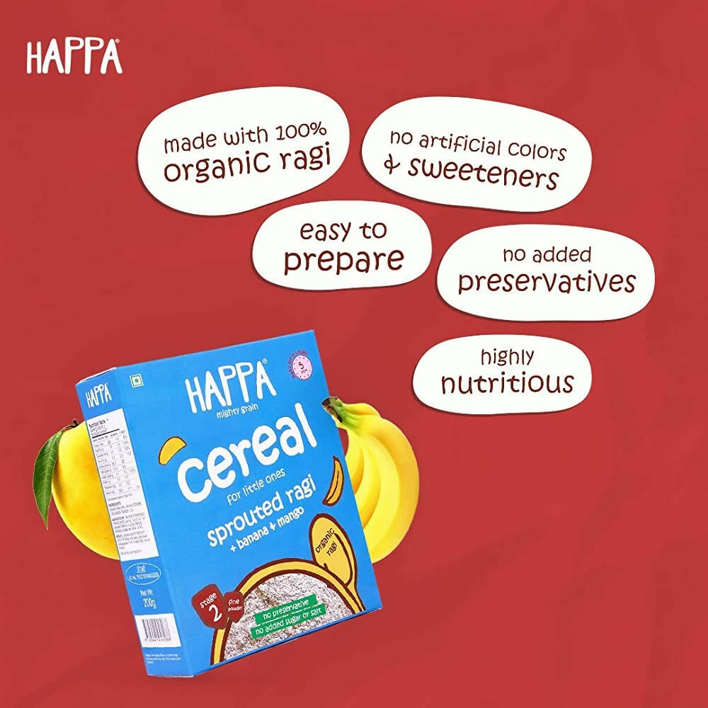 Happa Organic Ragi Porridge Mix- Ragi+Cardamom and Ragi+Banana+Mango Combo - Grab2buy