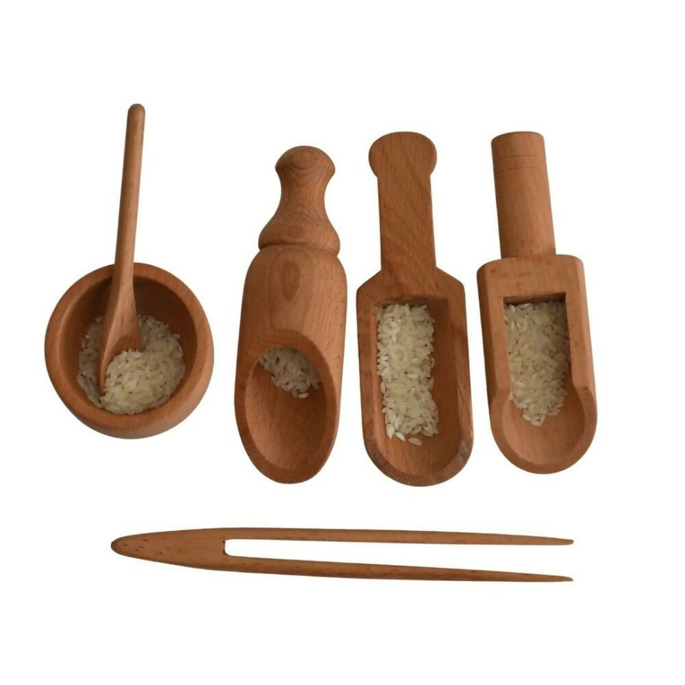 Nesta Toys Sensory Wooden Toy Set with Montessori Tray - Beech Wood - Grab2buy