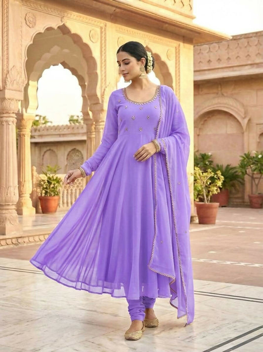 Teeya Creation New Trendy Stylish Anarkali Gown Set - Lavender