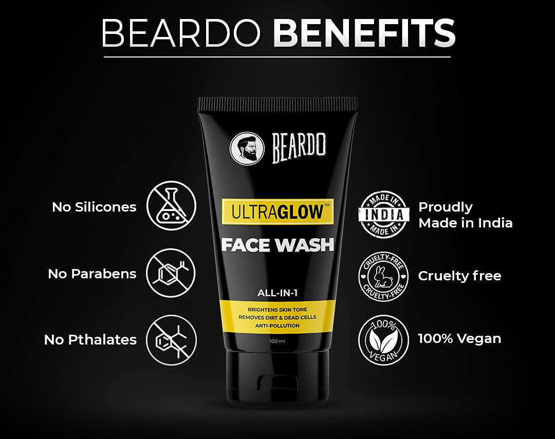 Beardo Ultraglow Face Wash & De-Tan Peel Off Mask Combo - Distacart