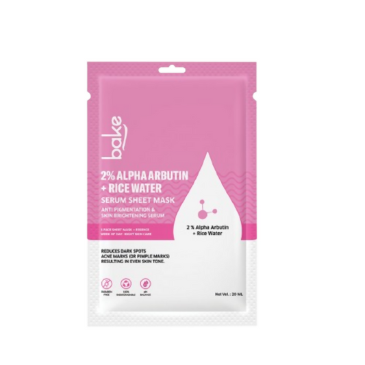 Bake 2% Alpha Arbutin + Rice Water Serum Sheet Mask Grab2Buy Bake Grab2Buy