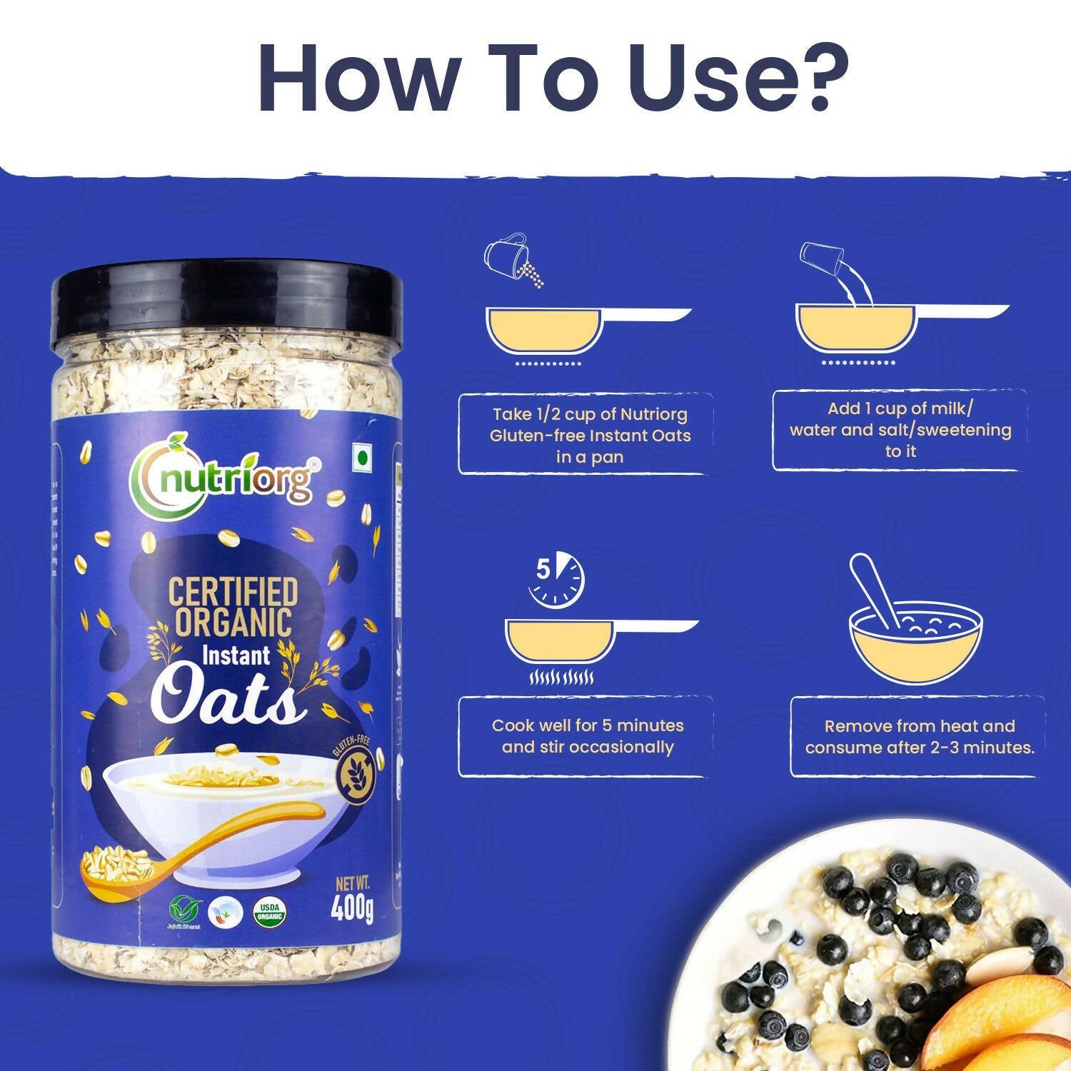 Nutriorg Certified Organic Instant Oats - Grab2buy
